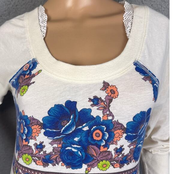 Vintage Y2k Free People Mini Dress Floral Lace Detail Size L Bohemian Retro Fall - Picture 4 of 10